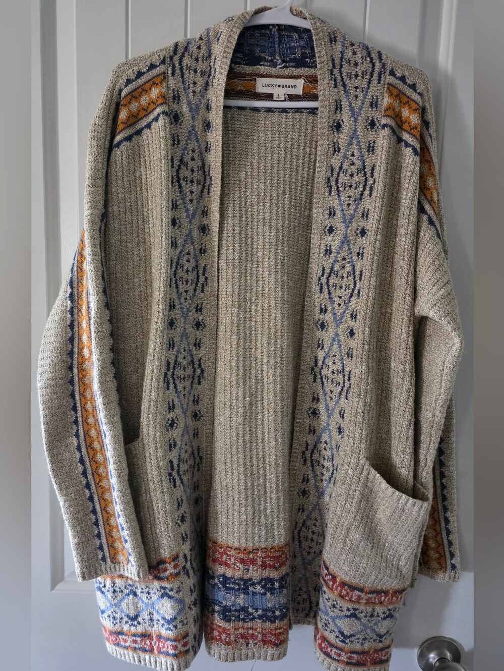 Lucky Brand Aztec Open-Front Cardigan NWOT Large $149 Retail